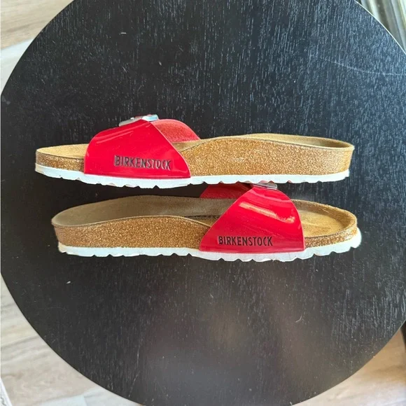 Birkenstock Red Sandals with Cork Footbed and Adjustable Buckle - Picture 4 of 8